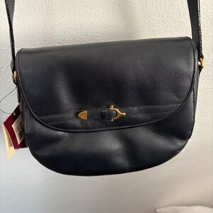 Etienne Aigner navy leather carriage collection handbag
